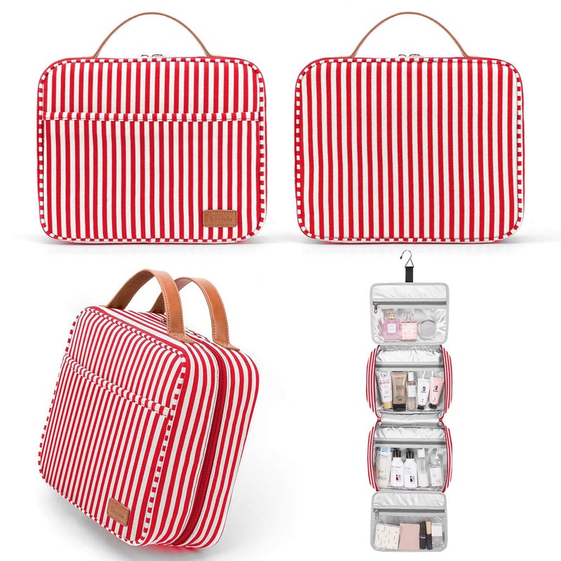 Bosidu Hanging Travel Toiletry Bag, Large Capacity Cosmetic Travel Toiletry Organizer for Women with 4 Compartments & 1 Sturdy Hook, Perfect for Daily Use/Valentines' Day - Image 5